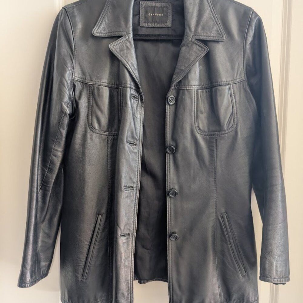 Oakwood. 100% Sheepskin Black Leather Jacket